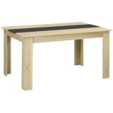 HOMCOM Masă de dining pentru 6 persoane din lemn aspect natur și negru, dim. 140L x 90l x 75H cm | Aosom Romania