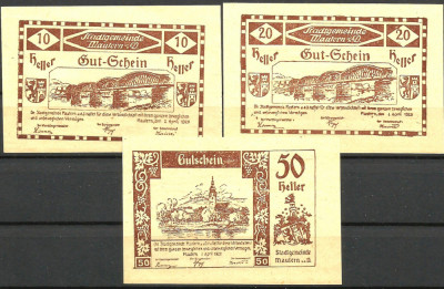 !!! AUSTRIA - LOT COMPLET NOTGELD MAUTERN , AUFL 2 , 1920 - UNC/CELE DIN IMAGINE foto