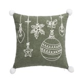 Perna Craciun poliester verde alba Sylwen 43x43 cm