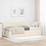 vidaXL Cadru de pat colțar cu saltea Crem 80 x 200 cm Catifea