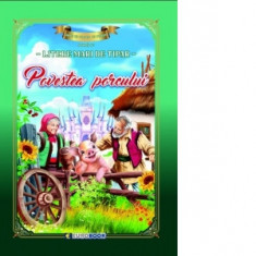 Povestea porcului. Carte de colorat cu povesti scrisa cu litere mari de tipar