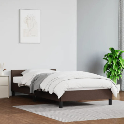 vidaXL Cadru de pat cu tăblie, maro, 100x200 cm, piele ecologică foto