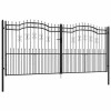 Poarta de gard cu varf tip sulita, neagra, 406x175 cm, otel vopsit in camp electrostatic