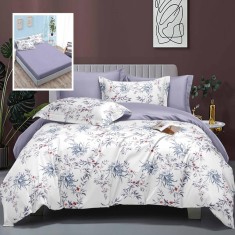 Lenjerie pat dublu,bumbac satinat,6 piese,cearceaf normal 230x250cm, cearceaf pilota 200x230cm, 2 fete de perna 50x70, 2 fete de perna 70x70-LEC20