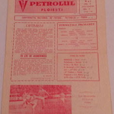 Program (vechi) meci fotbal PETROLUL Ploiesti-FARUL CONSTANTA (02.05.1971)
