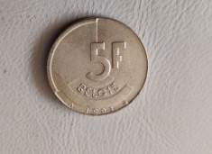 Belgia - 5 franci / francs (1993) Regele Baudouin I - monedă s406