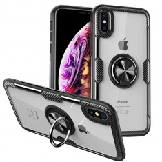 Husa Spate Premium Iring Metalic Upzz Clear iPhone X/xs Cu Ring Metalic Pe Spate Transparent foto