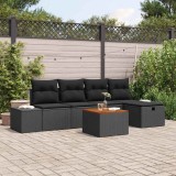 Cumpara ieftin Set de canapele pentru grădină cu pernă 6 pcs Negru Rattan poli