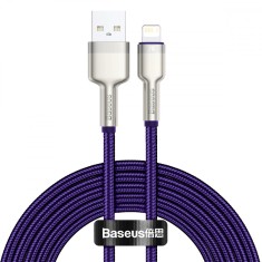 CABLU alimentare si date Baseus Cafule Metal, Fast Charging Data Cable pt. smartphone, USB la Lightning Iphone 2.4A, braided, 2m, violet &quot;CALJK-B05&quot; (