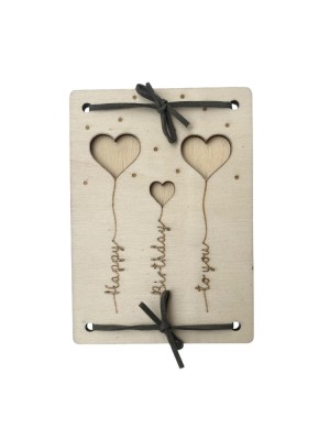 Felicitare din lemn gravata foto