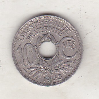 bnk mnd Franta 10 centimes 1933 foto