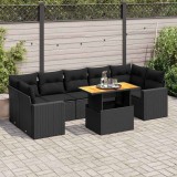 Cumpara ieftin Set mobilier de grădină cu perne, 8 piese, negru, poliratan