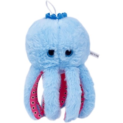 Jucarie Moale de Plus Italian Brainrot, Flippy, cu Agatatoare, Model Blueberrini Octopussini, Jucarie Moale pentru Copii, 13 x 22 cm, Albastru/Roz foto