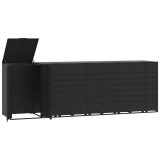 Depozitare cos gunoi cu roti 5 cosuri negru 345x79x117 cm otel
