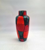 vaza ceramica SCHEURICH 517 / 20 anii 1960 mid century modrn design Heinz Siery retro vintage glazurat rosu portocaliu verde