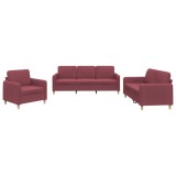 Cumpara ieftin Set canapea cu perne, 3 piese, rosu vin, material textil