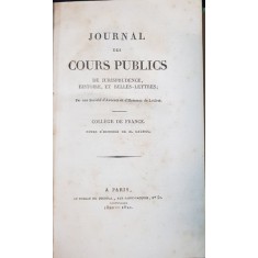JOURNAL DES COURS PUBLICS DE JURISPRUDENCE, HISTOIRE, ET BELLES-LETTRES de M. DAUNOU - PARIS, 1820-1821