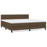 Cumpara ieftin Pat box spring cu saltea, maro inchis, 200x200 cm, textil