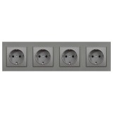 Nova IV patru prize cu &icirc;mpăm&acirc;ntare 16A 250V cu cadru gri