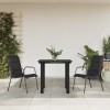 Set Mobilier Gradina 3 Piese Negru Textilena Otel, Masa 80x80cm, 2 Scaune, Rezistent Intemperii