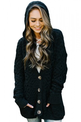 M579-1 Cardigan tricotat cu gluga foto