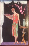 ART DECO,FELICITARE NECIRCULATA,,Worth Evening Dress&quot;dupa litho de G.BARBIER, Printata