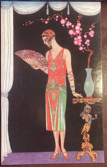 ART DECO,FELICITARE NECIRCULATA,,Worth Evening Dress&quot;dupa litho de G.BARBIER