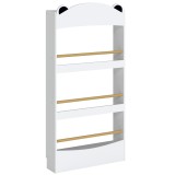 AIYAPLAY Bibliotecă Montessori pentru Copii 3-8 Ani, Ursuleț, cu 4 Polițe din Lemn, 50x15x97 cm, Alb | Aosom Romania