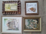 Lot 4 tablou decorativ rame lemn sculptat Germania vechi vintage