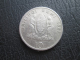 Tanzania : 10 shilingi 1987 _ moneda _ J.K Nyerere, Africa, Cupru-Nichel