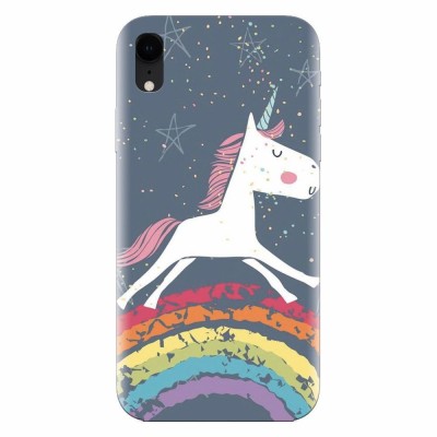 Husa silicon pentru Apple Iphone XR, Unicorn Rainbow foto