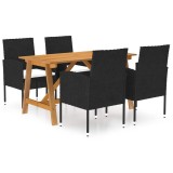 Cumpara ieftin Set de masa pentru gradina, 5 piese, negru