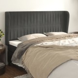vidaXL Tăblie de pat cu aripioare gri &icirc;nchis 163x23x118/128 cm catifea