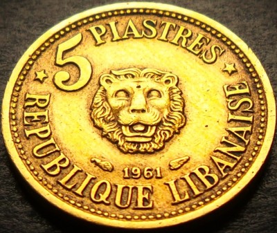 Moneda exotica 5 PIASTRES - LIBAN, anul 1961 * cod 313 foto