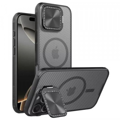 Husa MagSafe pentru Apple iPhone 16 Pro Max, Nillkin, CamShield Prop, Neagra Transparenta foto
