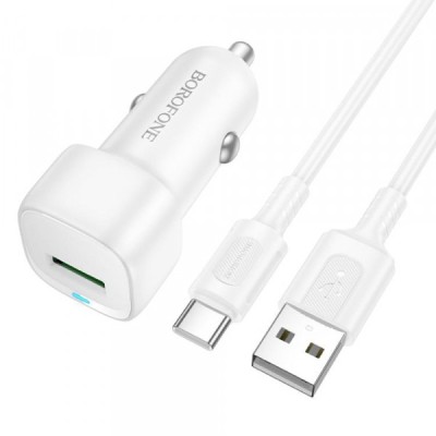Incarcator Auto Cu Cablu USB-C Borofone BZ34 Cloud, 18W, 3A, 1 x USB-A, Alb foto
