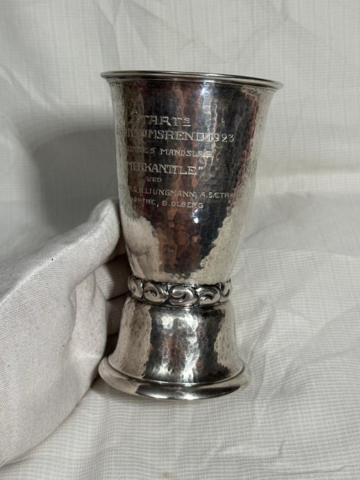 PAHAR ARGINT 830 - CUPA - Pocal - Hand-Hammered - Norway - A.C. - 1923 !