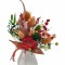 Marturie Martisor tip magnet de frigider cu floare de cires si plante naturale uscate - Portocaliu Verde Alb