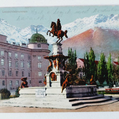 Carte postala veche sec. XIX Austria Innsbruck Leopoldsbrunnen, circulata