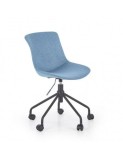 Scaun birou copii HM Doblo, ergonomic, roti pivotante, cadru cromat, stofa, inaltime ajustabila, 100 kg, turcoaz