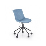 Scaun birou copii HM Doblo, ergonomic, roti pivotante, cadru cromat, stofa, inaltime ajustabila, 100 kg, turcoaz