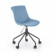 Scaun birou copii HM Doblo, ergonomic, roti pivotante, cadru cromat, stofa, inaltime ajustabila, 100 kg, turcoaz