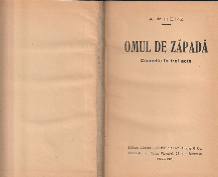 A. de HERZ - OMUL DE ZAPADA ( 1927-1928 EDITIA I-A ) ( RELEGATA )