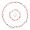 Set Bijuterii Copii: Colier, Brățară, Inel - Stele &amp; Mărgele Roz Multicolor - Plastic, 3 Piese - Cadou Fetițe