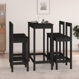 Set mobilier de bar, 5 piese, negru, lemn masiv de pin GartenMobel Dekor, vidaXL