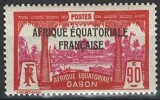 Africa Ecuatorială Franceză - Gabon 1937 - Timbru MNH &bdquo;Peisaj din Portul Libreville / Supraimprimat AFRIQUE &Eacute;QUATORIALE FRAN&Ccedil;AISE / 90 Cents&rdquo; -KV1