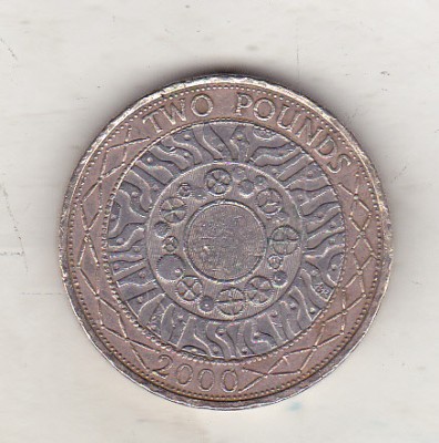 bnk mnd Marea Britanie Anglia 2 lire 2000 bimetal foto