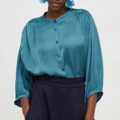 Answear Lab bluza cu mătase culoarea turcoaz, neted