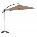 Umbrelă suspendată cu st&acirc;lp din oțel, gri taupe, 300 cm, vidaXL