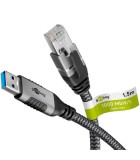 Cablu LAN Ethernet USB-A 3.0 la RJ45 1.5m CAT6 Gbit/s negru Goobay